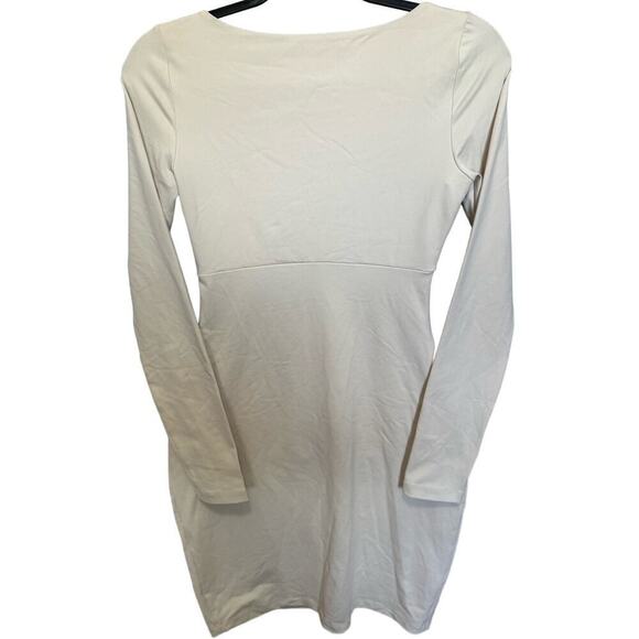 Susana Monaco Square Neck Cutout Dress Bodycon Long Sleeves Cream Size Small - Picture 7 of 12